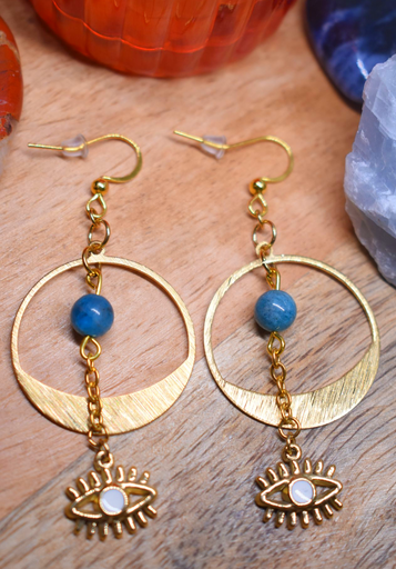 Boucles d'oreille - perles en apatite bleue