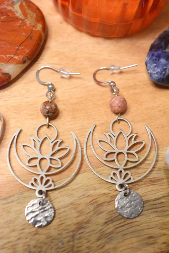 Boucles d'oreille - perles en JASPE LEOPARD