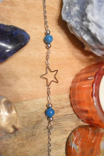 Bracelet - pierres en apatite bleue