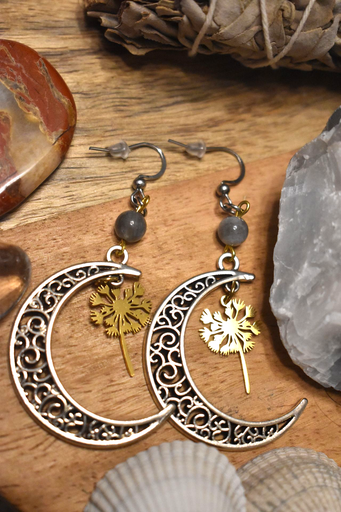 Boucles d'oreille - perles en labradorite