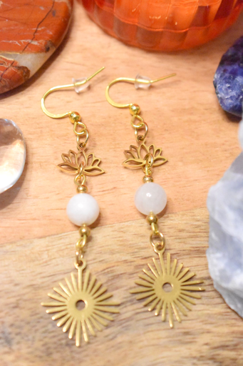 Boucles d'oreille - perles en pierre de lune