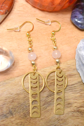 Boucles d'oreille - perles en quartz rose