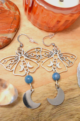 Boucles d'oreille - perles en APATITE BLEUE