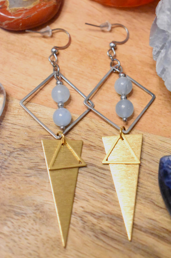 Boucles d'oreille - perles en aventurine bleue