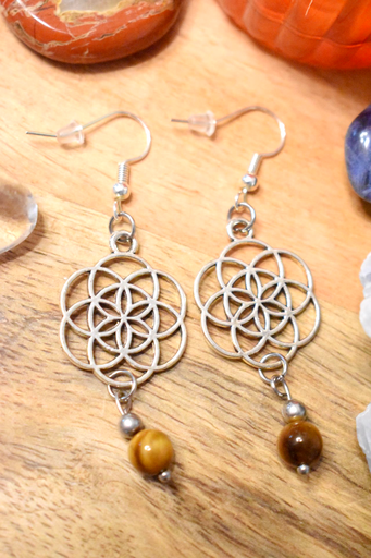 Boucles d'oreille - perles oeil de tigre