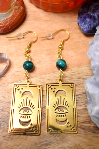 Boucles d'oreille - perles en malachite