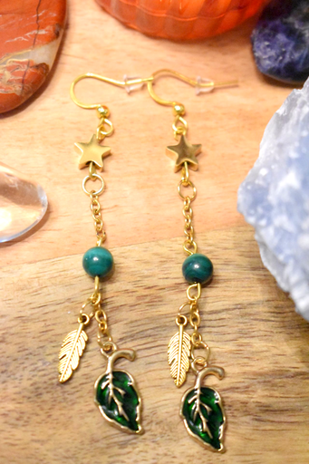 Boucles d'oreille - perles en malachite