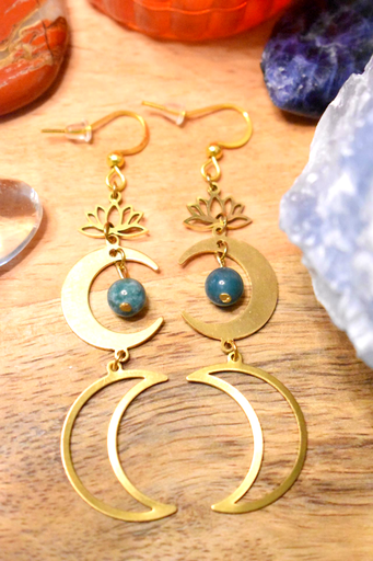 Boucles d'oreille - perles en agate mousse