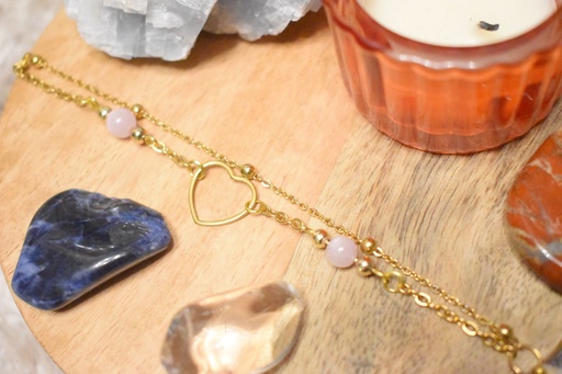 Bracelet - pierres en quartz rose