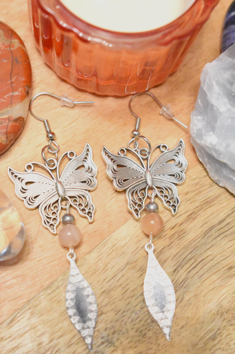 Boucles d'oreille - perles en pierre de soleil