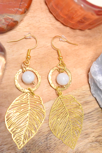 Boucles d'oreille - perles en pierre de lune