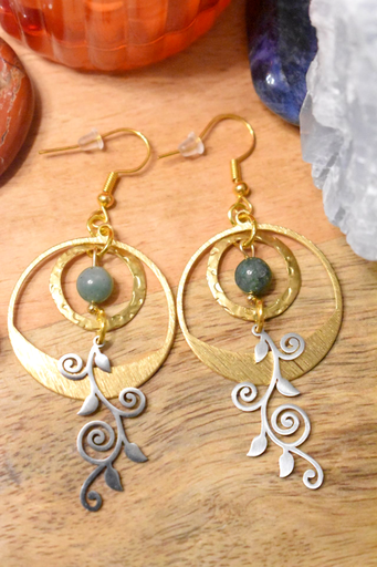 Boucles d'oreille - perles en agate mousse